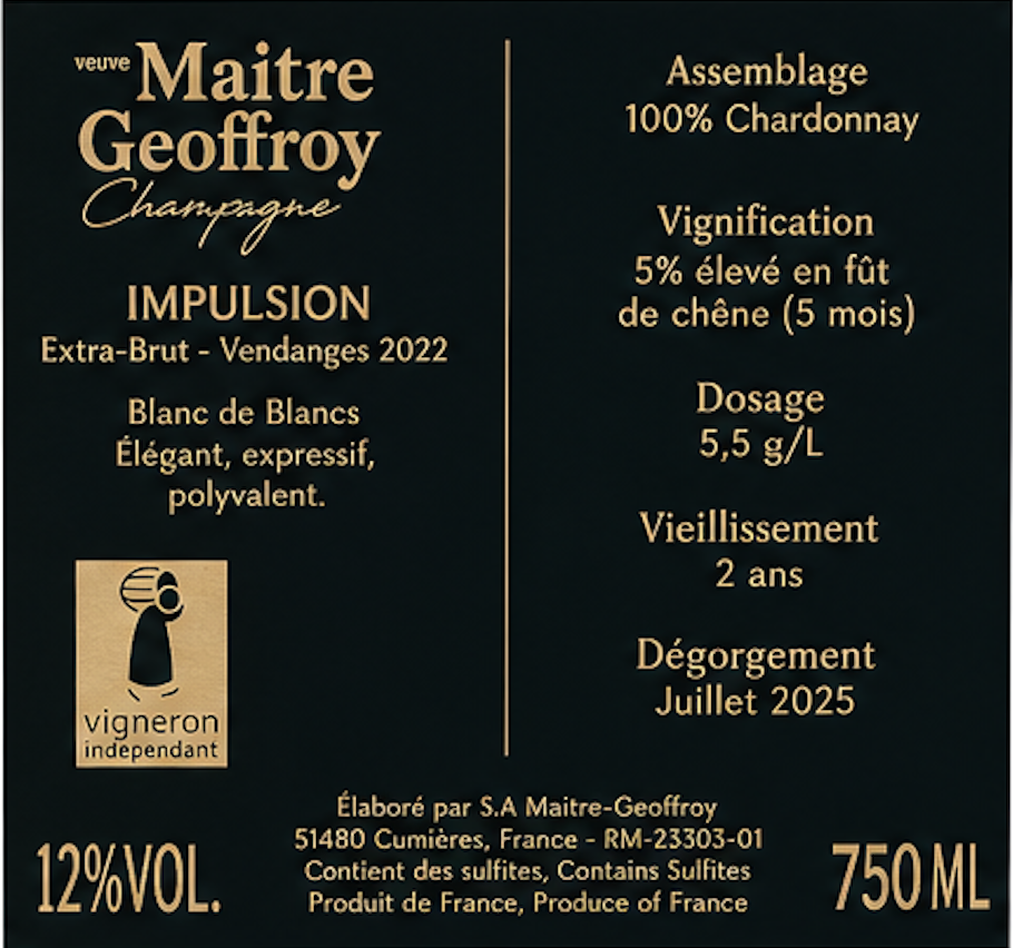Champagner Impulsion Blanc de Blancs – Millésime Brut Premier Cru